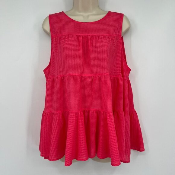 Banana Republic Sleeveless Textured Tiered Blouse woman's Size Large Pink - Picture 1 of 10